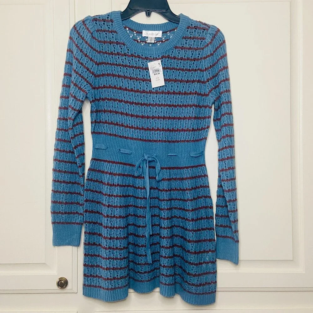 Motherhood Maternity Striped Pointelle Maternity Sweater Provincial Blue…